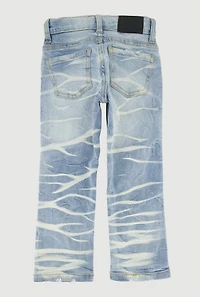 Toddler Boys Rhinestone Studded Patch and Repair Jeans, Blue,