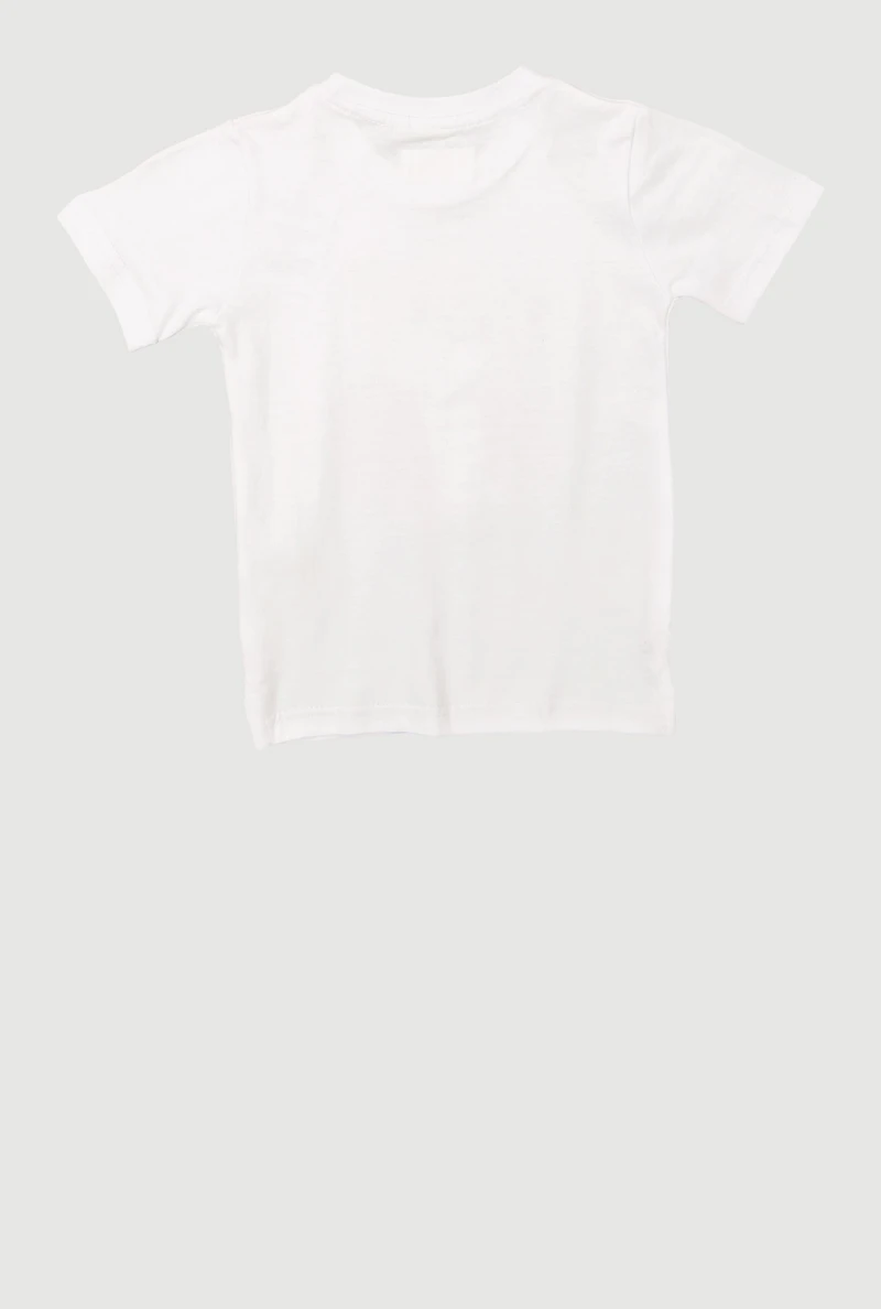 Toddler Boys Bear Graphic Rhinestone Crew Neck T-Shirt, White, Size 2T