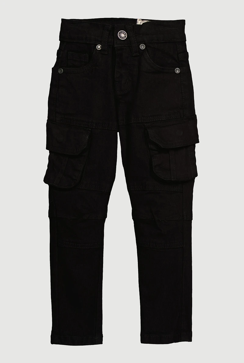 Toddler Boys Cargo Pocket Jeans, Black, Size 3T