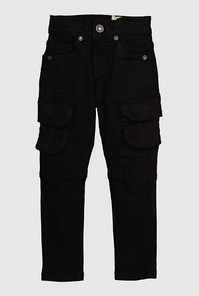 Toddler Boys Cargo Pocket Jeans, Black, Size 3T