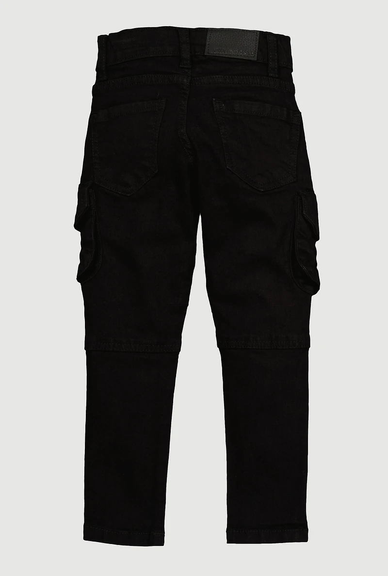Toddler Boys Cargo Pocket Jeans, Black, Size 3T