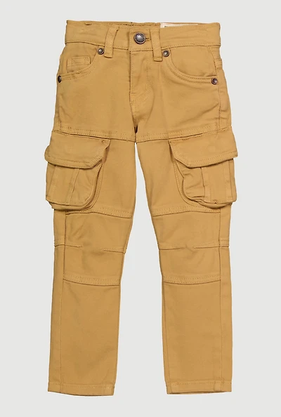 Toddler Boys Decorative Stitch Cargo Pocket Jeans, Khaki, Size 3T