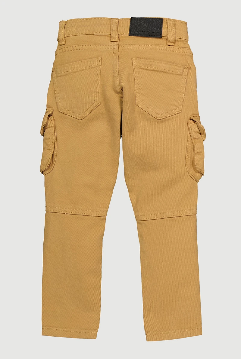 Toddler Boys Decorative Stitch Cargo Pocket Jeans, Khaki, Size 2T