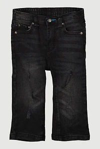 Toddler Boys Whiskered Distressed Straight Leg Jeans, Black, Size 3T