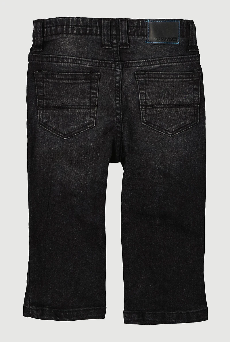 Toddler Boys Whiskered Distressed Straight Leg Jeans, Black, Size 3T
