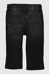 Toddler Boys Whiskered Distressed Straight Leg Jeans, Black, Size 3T