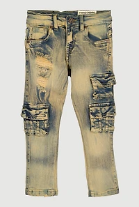Toddler Boys Acid Wash Distressed Cargo Jeans