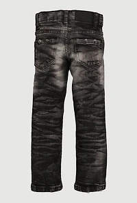 Toddler Boys Whiskered Distress and Repair Skinny Jeans, Black, Size 3T
