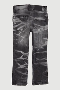 Toddler Boys Whiskered Patch and Repair Straight Leg Jeans, Grey, Size 4T