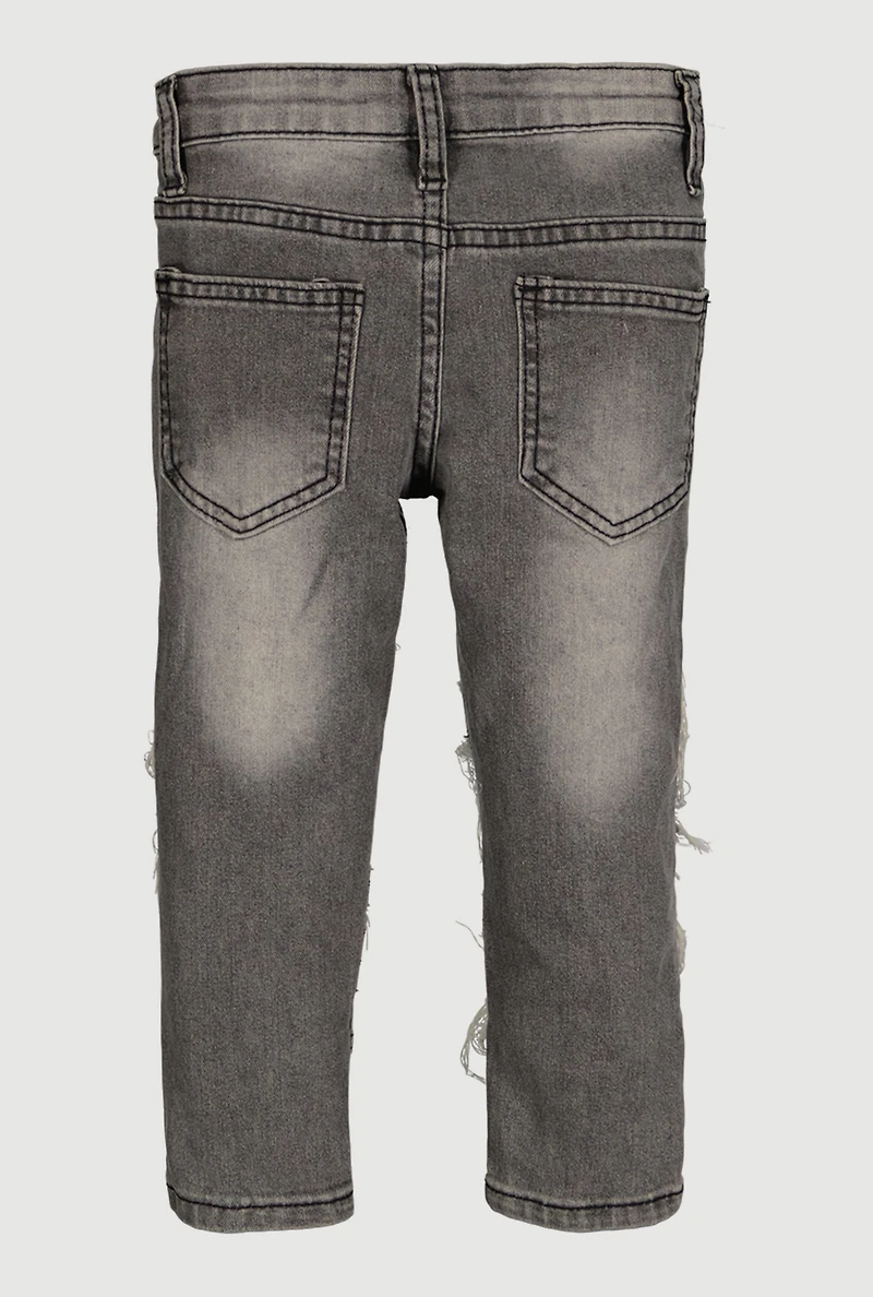 Toddler Boys Frayed Acid Wash Skinny Jeans