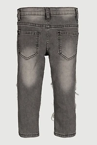 Toddler Boys Frayed Acid Wash Skinny Jeans