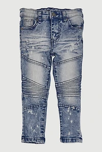 Toddler Boys Distressed Whiskered Moto Jeans