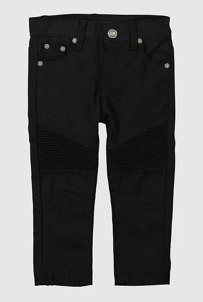 Toddler Boys Straight Leg Decorative Stitch Moto Jeans, Black, Size 4T