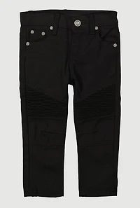 Toddler Boys Straight Leg Decorative Stitch Moto Jeans, Black, Size 4T
