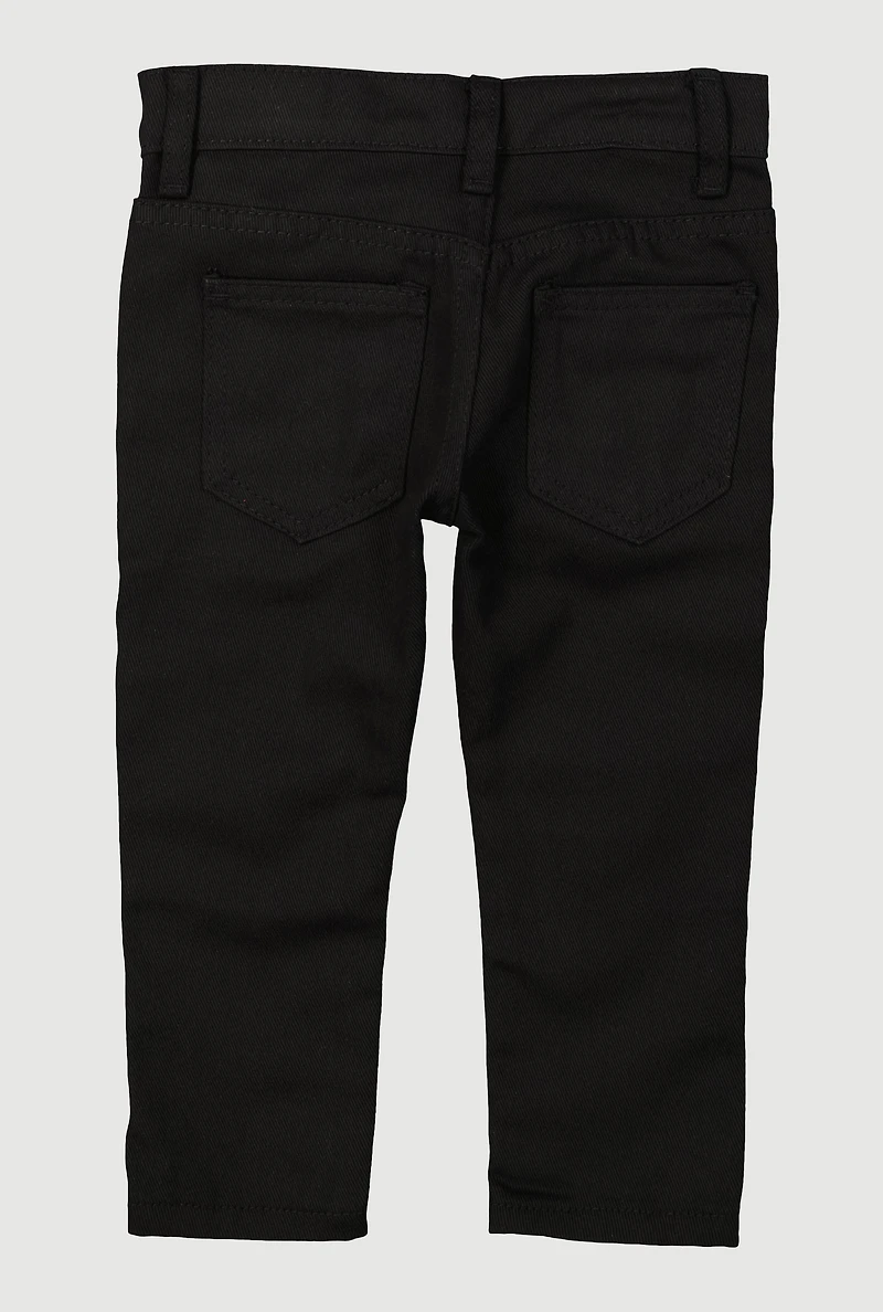 Toddler Boys Straight Leg Decorative Stitch Moto Jeans, Black, Size 4T