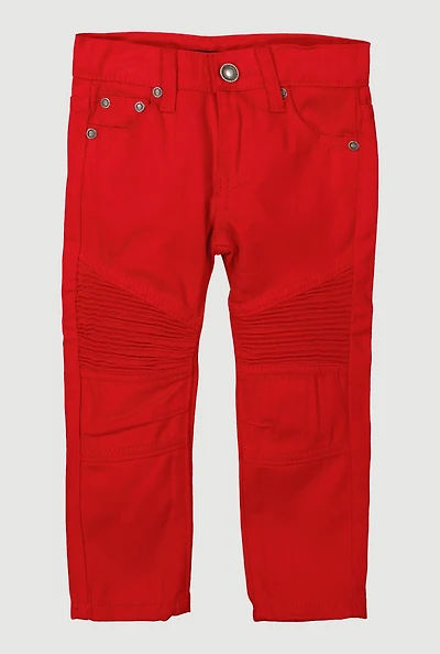 Toddler Boys Decorative Stitch Moto Jeans, Red, Size 3T