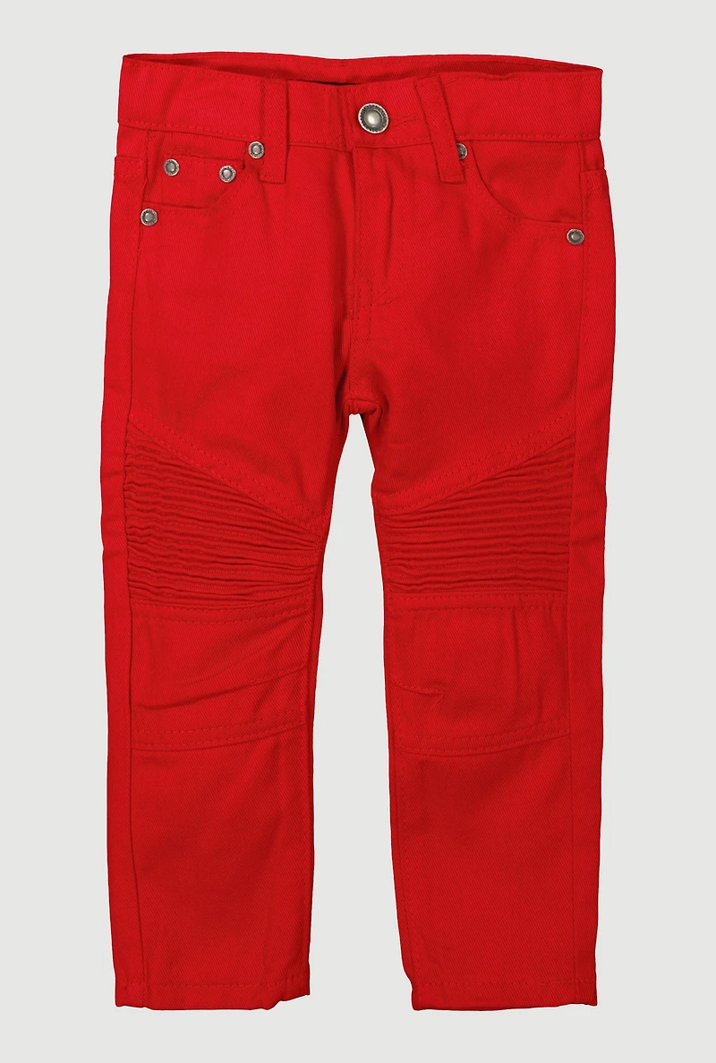 Toddler Boys Decorative Stitch Moto Jeans, Red, Size 4T