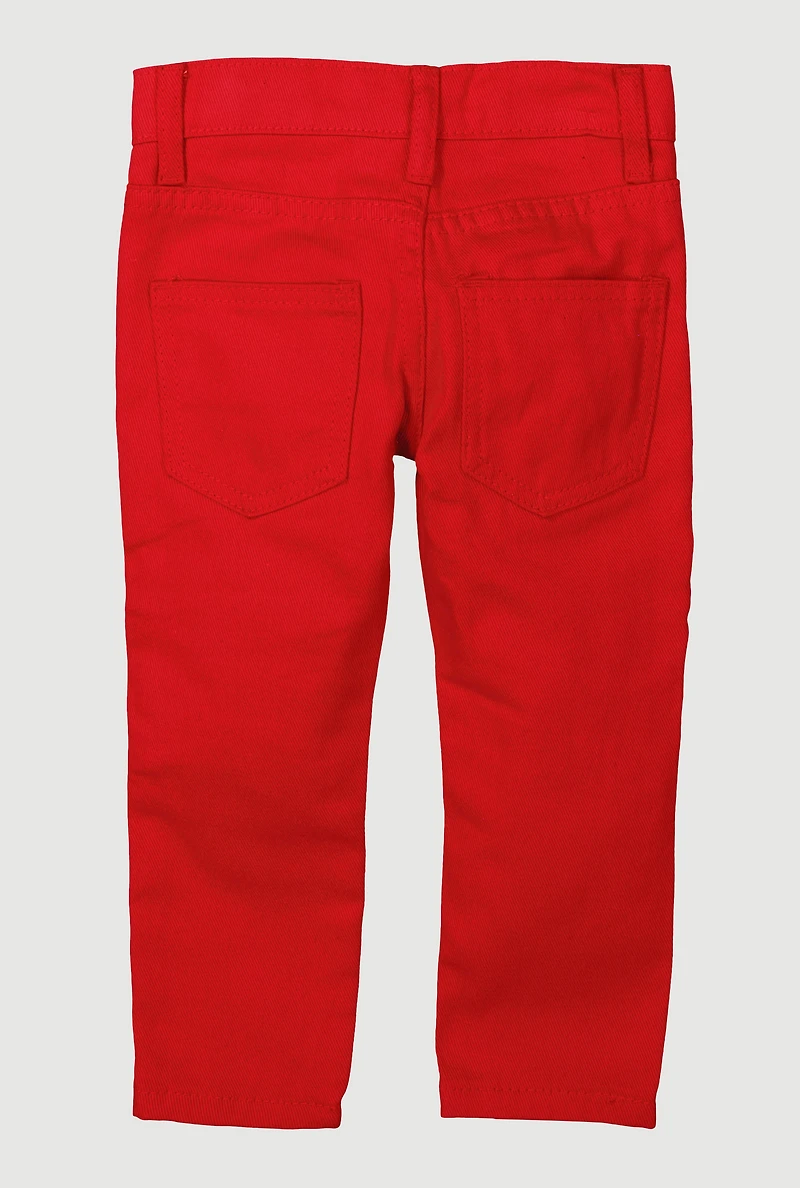 Toddler Boys Decorative Stitch Moto Jeans, Red, Size 4T