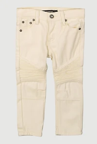Toddler Boys Solid Skinny Leg Moto Jeans, Khaki, Size 3T