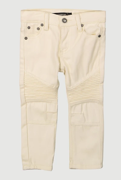 Toddler Boys Solid Skinny Leg Moto Jeans, Khaki, Size 4T