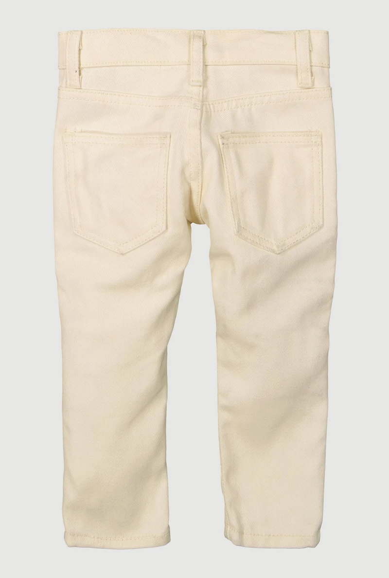 Toddler Boys Solid Skinny Leg Moto Jeans, Khaki, Size 3T