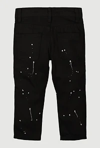 Toddler Boys Paint Splatter Print Moto Jeans, Black, Size 2T