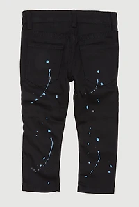 Toddler Boys Paint Splatter Graphic Moto Jeans, Black,