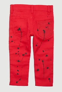 Toddler Boys Paint Splatter Moto Jeans, Red, Size 3T