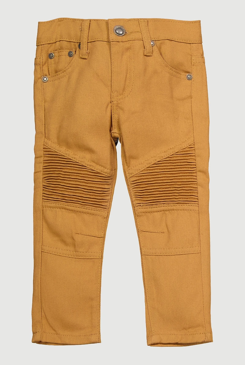 Toddler Boys Straight Leg Moto Jeans, Brown,
