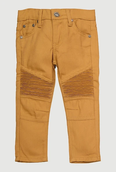 Toddler Boys Straight Leg Moto Jeans, Brown,