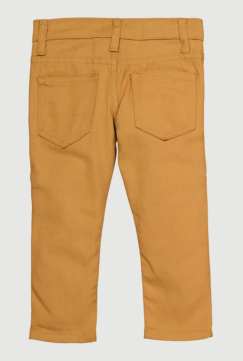 Toddler Boys Straight Leg Moto Jeans, Brown,
