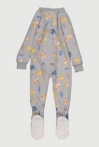 Toddler Boys Printed Pattern Fleece Footed Pajamas