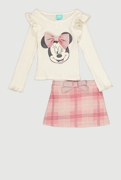 Baby Girls 12-24M Minnie Mouse Graphic Tee and Plaid Skirt