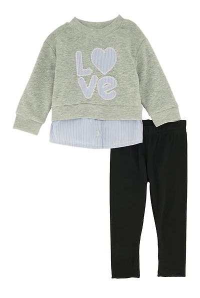 Baby Girls 12-24M Love Striped Hem Sweatshirt and Leggings