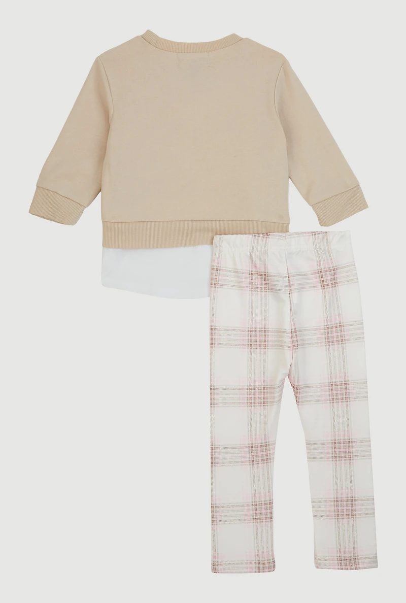 Baby Girls 12-24M Bow Detail Layered Sweatshirt and Leggings, 12M