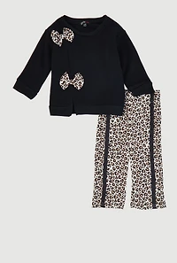 Baby Girls 12-24M Bow Detail Sweatshirt and Animal Print Pants