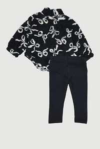 Baby Girls 12-24M Bow Print Sherpa Jacket and Leggings