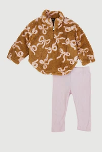 Baby Girls 12-24M Bow Print Sherpa Jacket and Leggings
