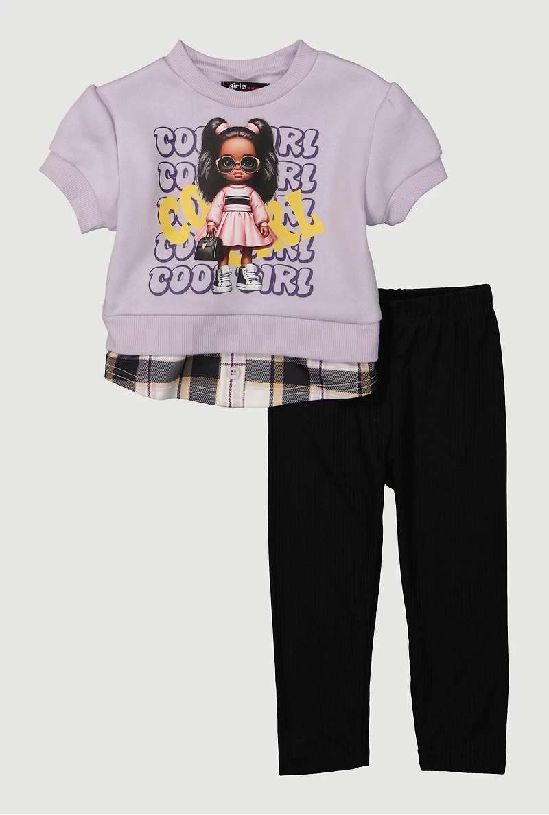 Baby Girls 12-24M Cool Girl Plaid Hem Top and Leggings, Purple, Size 12M