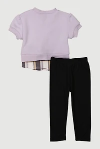 Baby Girls 12-24M Cool Girl Plaid Hem Top and Leggings, Purple, Size 18M