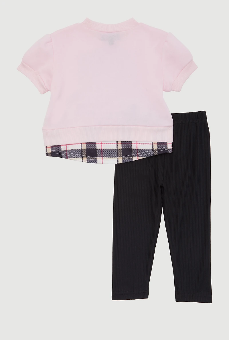 Baby Girls 12-24M Cool Girl Plaid Hem Top and Leggings,