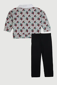 Baby Girls 12-24M Cute Graphic Polo Top with Leggings, Grey, Size 24M