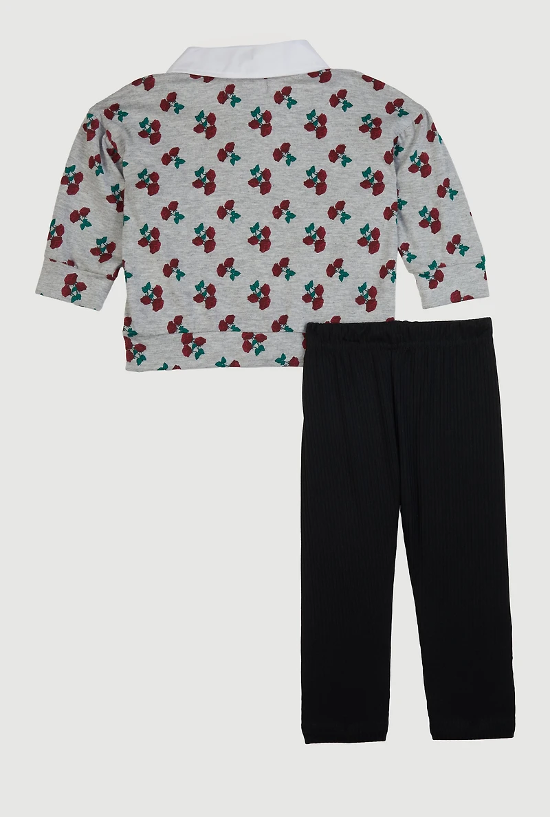 Baby Girls 12-24M Cute Graphic Polo Top with Leggings