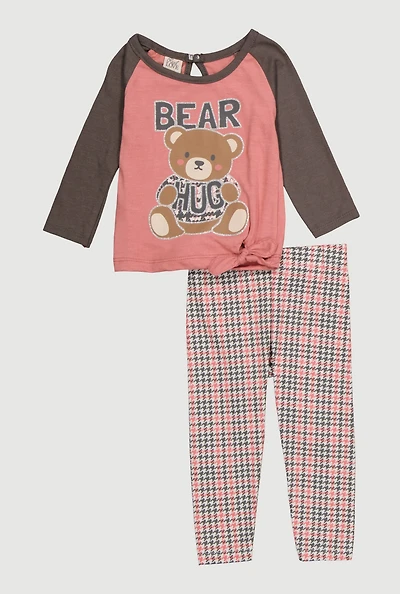 Baby Girls 12-24M Bear Hug Graphic Tee and Leggings, Pink, Size 18M