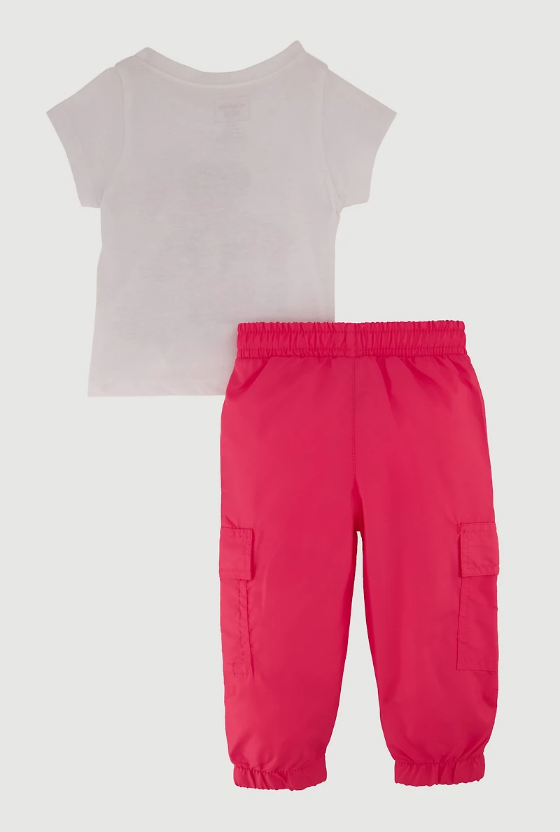 Baby Girls 12-24M Pretty Girl Tee and Cargo Joggers Set