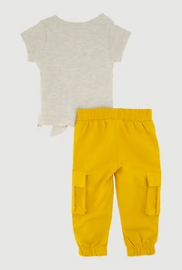 Baby Girls 12-24M Girl Who Loves Mama Graphic Tee and Cargo Joggers, Yellow, Size 24M