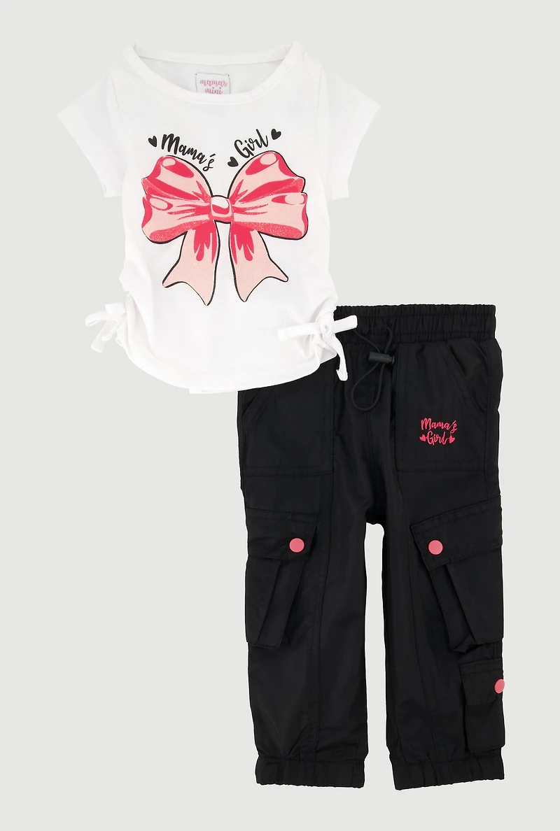 Baby Girls 12-24M Mamas Girl Tee and Parachute Joggers, Black, Size 12M