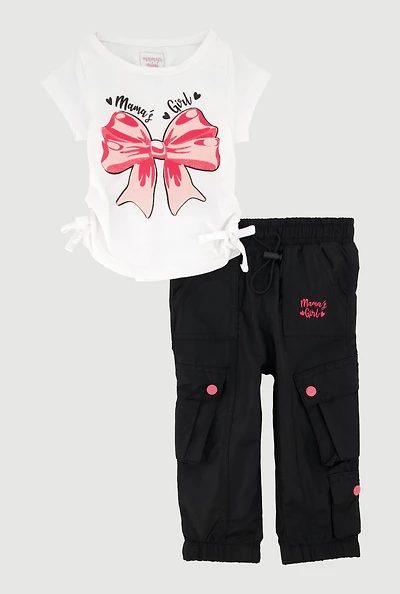 Baby Girls 12-24M Mamas Girl Tee and Parachute Joggers, Black, Size 12M
