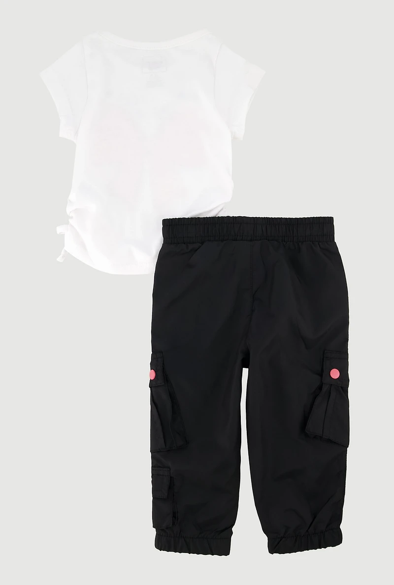 Baby Girls 12-24M Mamas Girl Tee and Parachute Joggers, Black, Size 12M