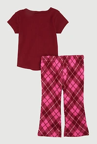 Baby Girls 12-24M Butterfly Tie Front Graphic Tee and Pants, Burgundy, Size 24M